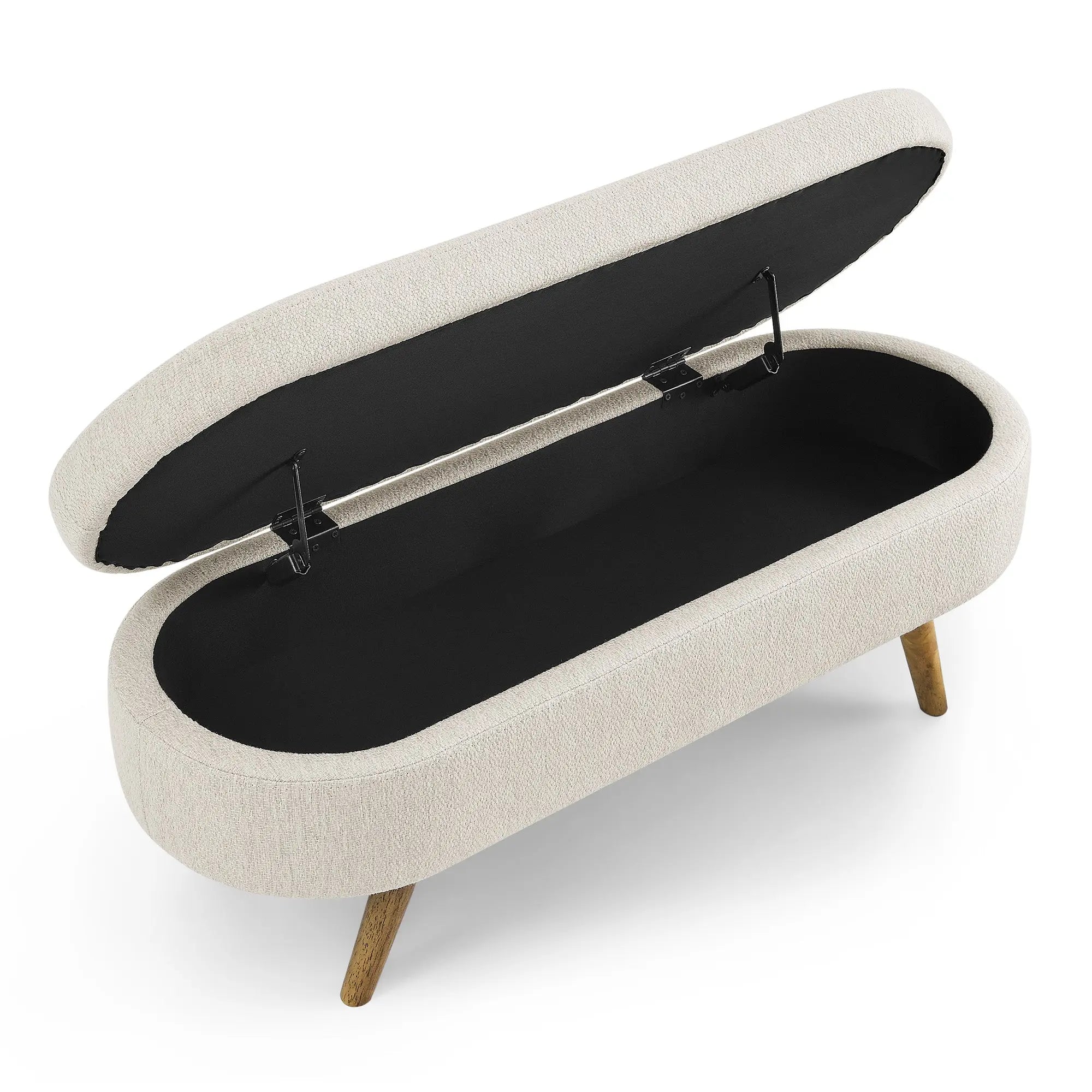 Bellemave® Ottoman Oval Storage Bench with Rubber Wood Legs - Bellemave