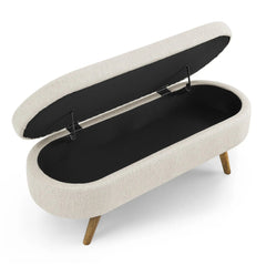 Bellemave® Ottoman Oval Storage Bench with Rubber Wood Legs - Bellemave
