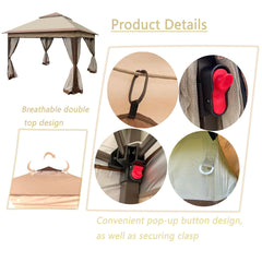 Bellemave® Outdoor 11x 11Ft Pop Up Gazebo Canopy with Removable Zipper Netting,2 - Tier Soft Top Event Tent & 4 Sandbags - Bellemave