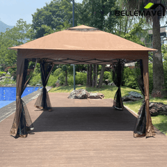 Bellemave® Outdoor 11x 11Ft Pop Up Gazebo Canopy with Removable Zipper Netting,2 - Tier Soft Top Event Tent & 4 Sandbags - Bellemave