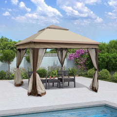Bellemave® Outdoor 11x 11Ft Pop Up Gazebo Canopy with Removable Zipper Netting,2 - Tier Soft Top Event Tent & 4 Sandbags - Bellemave