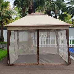 Bellemave® Outdoor 11x 11Ft Pop Up Gazebo Canopy with Removable Zipper Netting,2 - Tier Soft Top Event Tent & 4 Sandbags - Bellemave