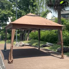 Bellemave® Outdoor 11x 11Ft Pop Up Gazebo Canopy with Removable Zipper Netting,2 - Tier Soft Top Event Tent & 4 Sandbags - Bellemave