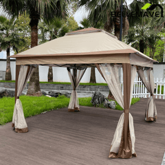 Bellemave® Outdoor 11x 11Ft Pop Up Gazebo Canopy with Removable Zipper Netting,2 - Tier Soft Top Event Tent & 4 Sandbags - Bellemave