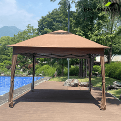 Bellemave® Outdoor 11x 11Ft Pop Up Gazebo Canopy with Removable Zipper Netting,2 - Tier Soft Top Event Tent & 4 Sandbags - Bellemave