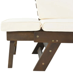 Bellemave® Outdoor Adjustable Patio Wooden Daybed Sofa Chaise Lounge with Cushions - Bellemave