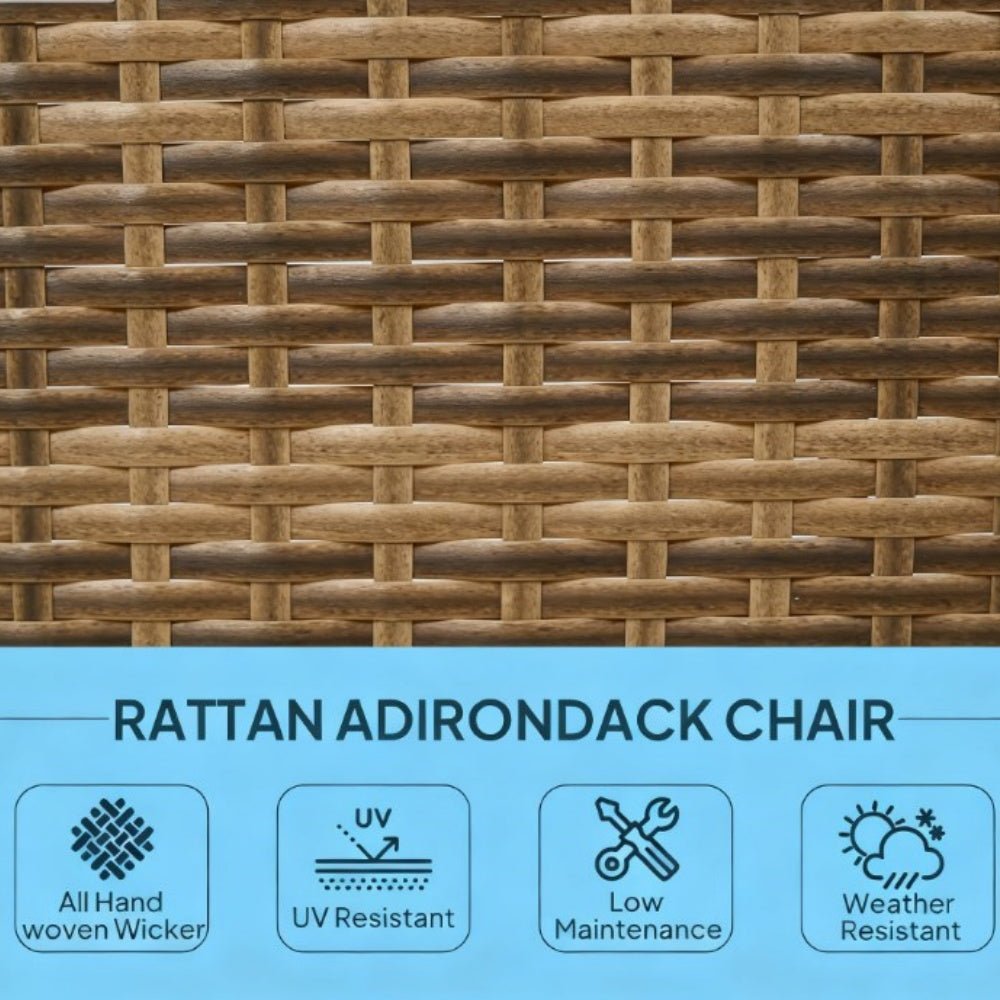 Bellemave® Outdoor All - Weather Rattan Fire Pit Chair with Soft Cushions, Tall Curved Backrest and Comfortable Armrests for Deck or Garden, Dark Blue - Bellemave