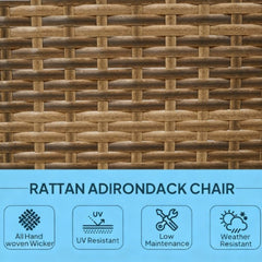 Bellemave® Outdoor All - Weather Rattan Fire Pit Chair with Soft Cushions, Tall Curved Backrest and Comfortable Armrests for Deck or Garden, Dark Blue - Bellemave