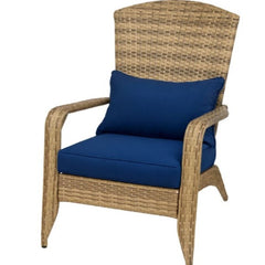 Bellemave® Outdoor All - Weather Rattan Fire Pit Chair with Soft Cushions, Tall Curved Backrest and Comfortable Armrests for Deck or Garden, Dark Blue - Bellemave