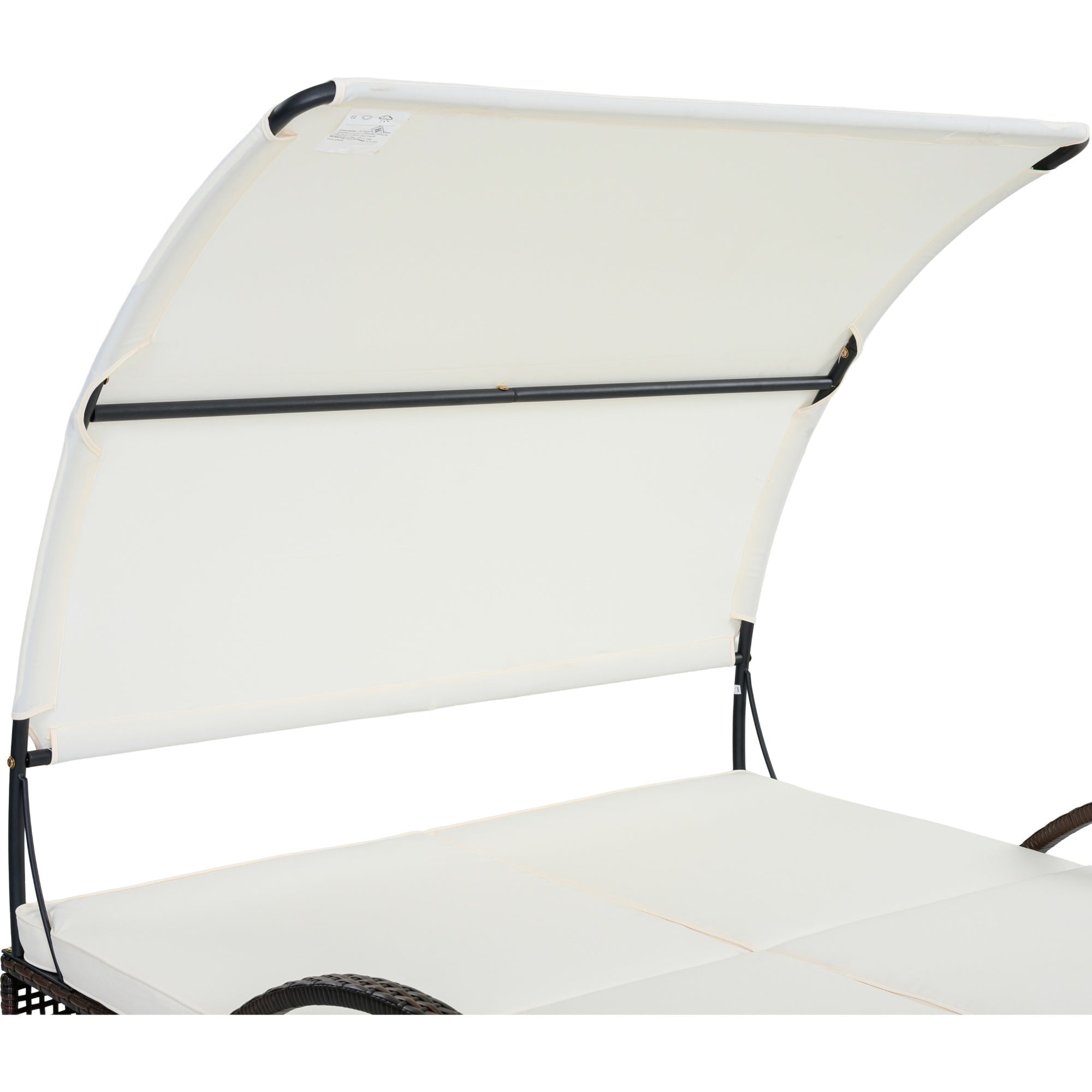 Bellemave® Outdoor Steel Frame Sun Lounger with Adjustable Backrest,Patio Double Sunbed with Hidden Side Table & Arched Armrests - Bellemave
