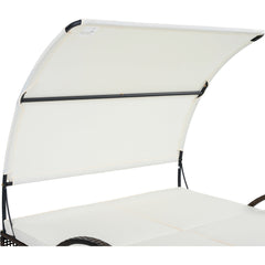 Bellemave® Outdoor Steel Frame Sun Lounger with Adjustable Backrest,Patio Double Sunbed with Hidden Side Table & Arched Armrests - Bellemave
