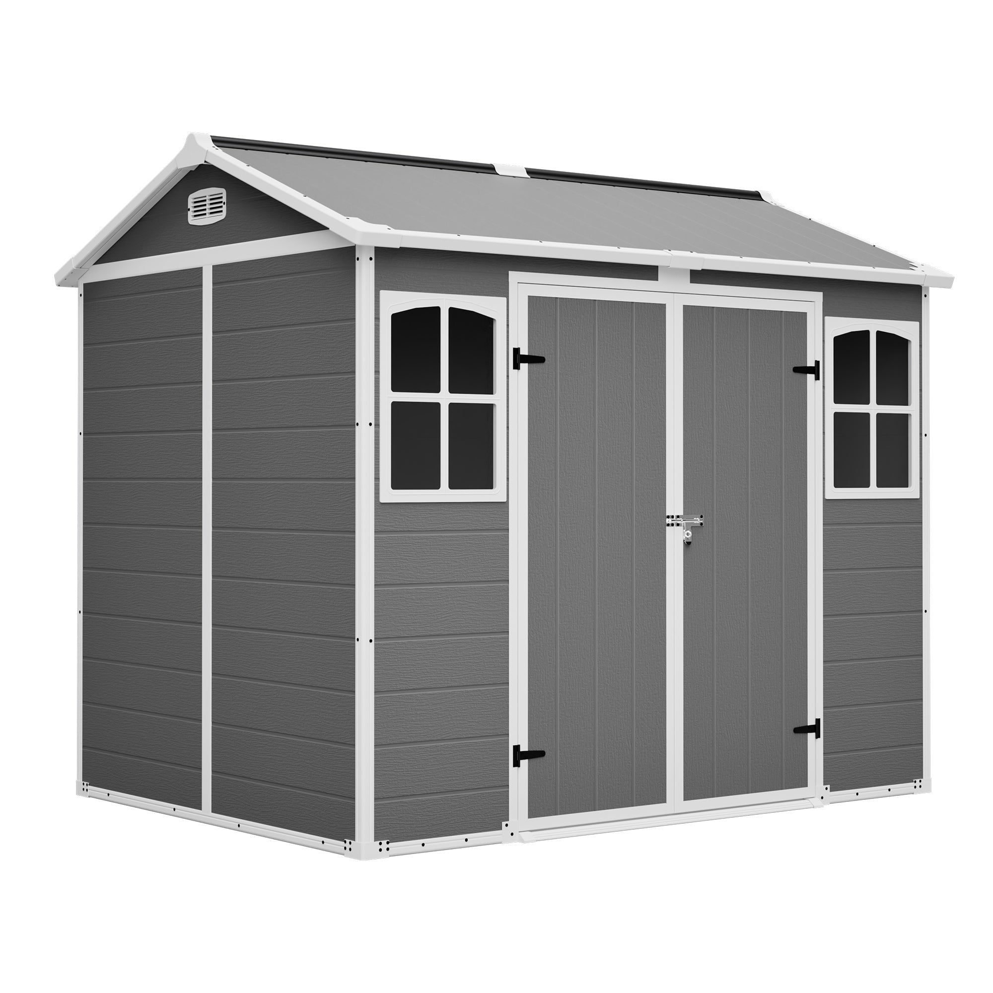 Bellemave® Outdoor Storage Shed with Floor, Waterproof Lockable Storage Shed with Window, Plastic Outside Tool Storage for Garden, Backyard, Patio, Lawn,Gray - Bellemave