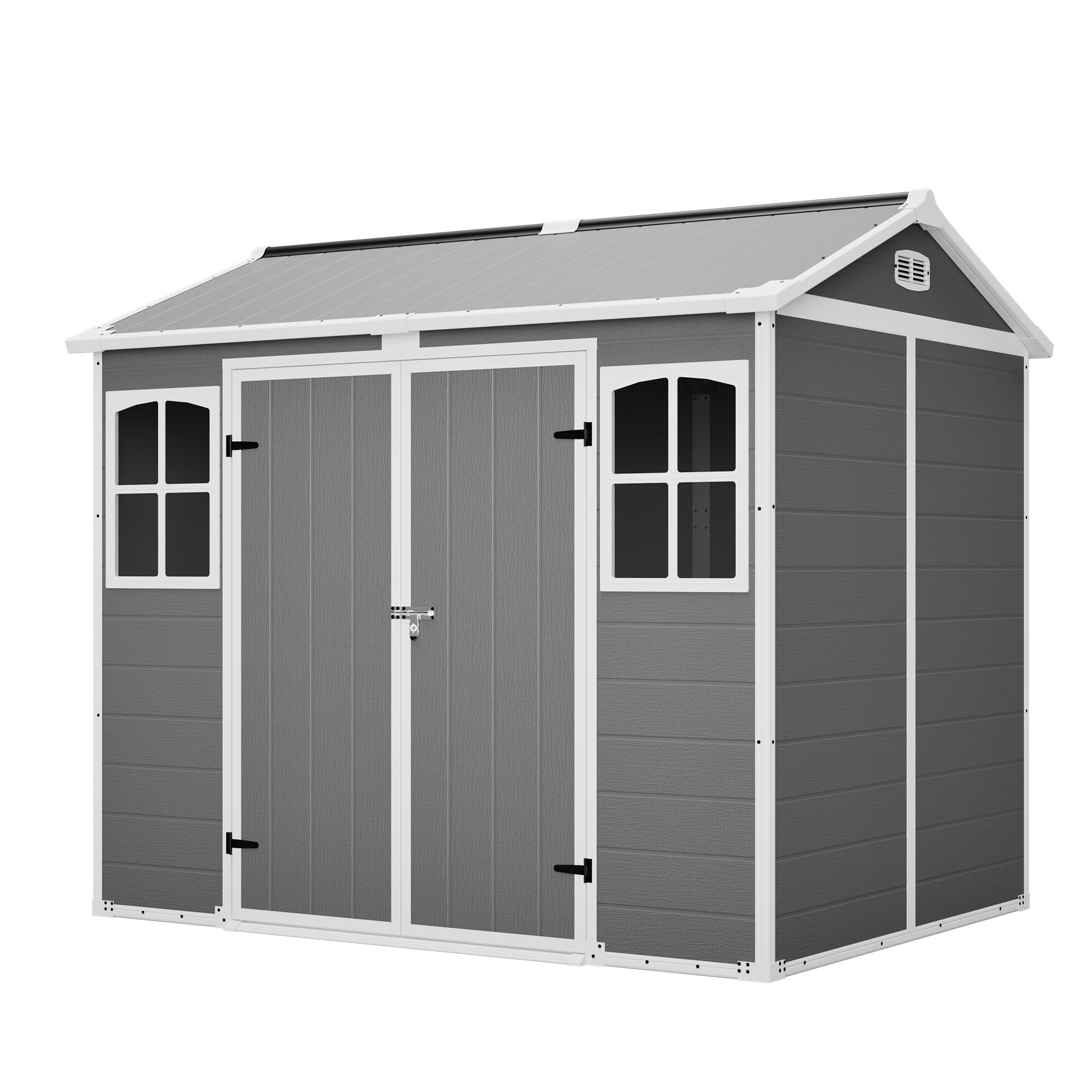 Bellemave® Outdoor Storage Shed with Floor, Waterproof Lockable Storage Shed with Window, Plastic Outside Tool Storage for Garden, Backyard, Patio, Lawn,Gray - Bellemave