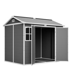 Bellemave® Outdoor Storage Shed with Floor, Waterproof Lockable Storage Shed with Window, Plastic Outside Tool Storage for Garden, Backyard, Patio, Lawn,Gray - Bellemave