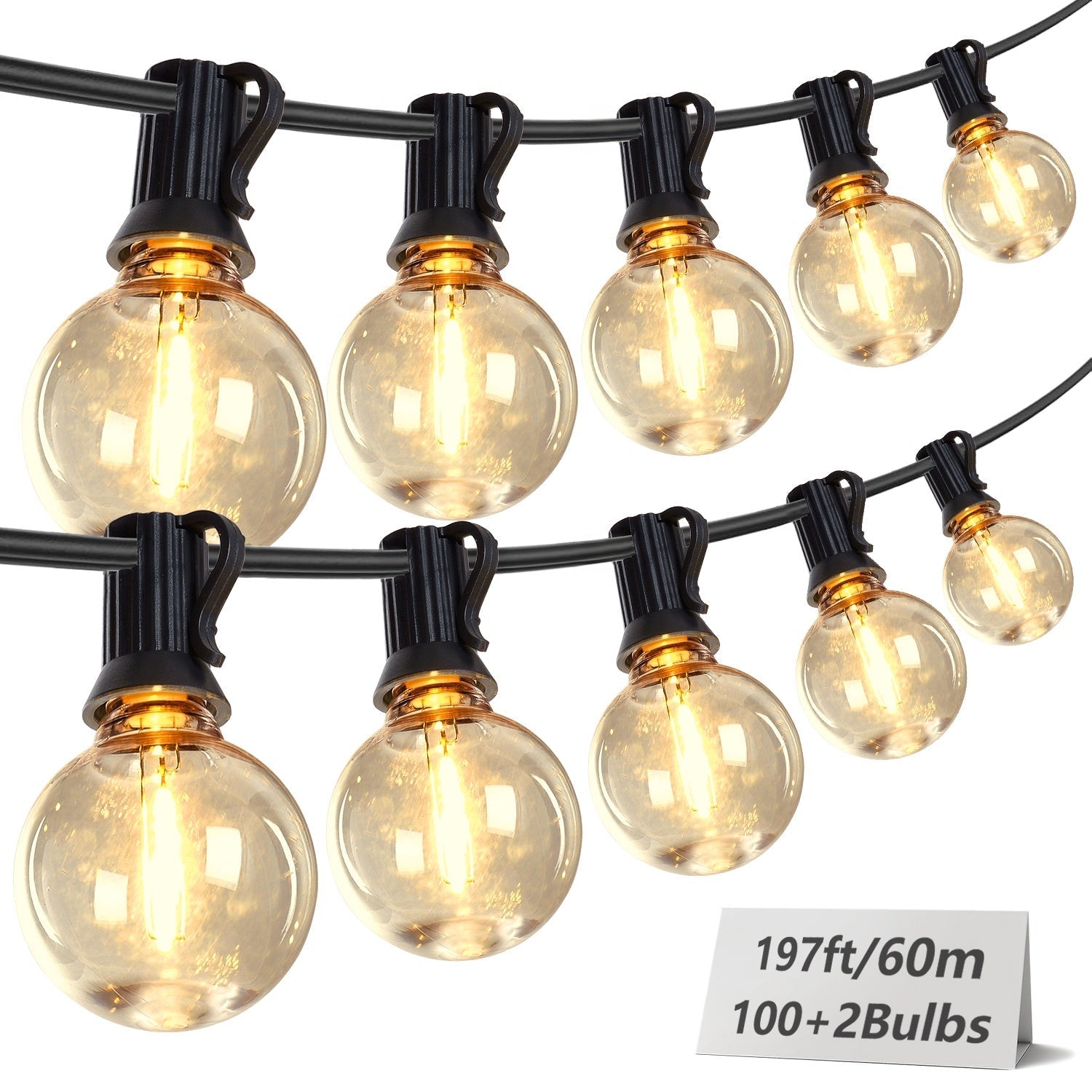 Bellemave® Outdoor String Lights, Plug - in Waterproof Patio Lights with Shatterproof Bulbs, Warm White Outdoor Hanging Light Decor - Bellemave