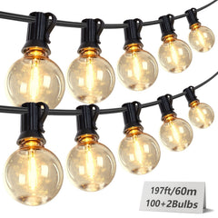 Bellemave® Outdoor String Lights, Plug - in Waterproof Patio Lights with Shatterproof Bulbs, Warm White Outdoor Hanging Light Decor - Bellemave