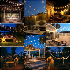 Bellemave® Outdoor String Lights, Plug - in Waterproof Patio Lights with Shatterproof Bulbs, Warm White Outdoor Hanging Light Decor - Bellemave