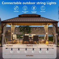 Bellemave® Outdoor String Lights, Plug - in Waterproof Patio Lights with Shatterproof Bulbs, Warm White Outdoor Hanging Light Decor - Bellemave