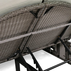 Bellemave® Outdoor Sun Bed Patio 2 - Person Daybed with Cushions and Pillows, Rattan Garden Reclining Chaise Lounge with Adjustable Backrests and Foldable Cup Trays for Lawn,Poolside（Gray ） - Bellemave