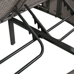 Bellemave® Outdoor Sun Bed Patio 2 - Person Daybed with Cushions and Pillows, Rattan Garden Reclining Chaise Lounge with Adjustable Backrests and Foldable Cup Trays for Lawn,Poolside（Gray ） - Bellemave