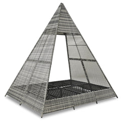 Bellemave® Outdoor Sunbed with Cushions and Colorful Pillows,Tent Shape Wicker Patio Daybed 90.5"" Length Lounge Bed for Patio Lawn Garden Backyard Porch Pool（Gray+Blue ） - Bellemave