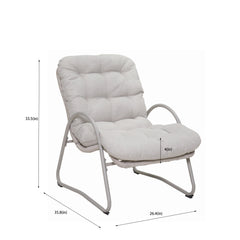 Bellemave® Outdoor Wicker Lounge Chair Set of 3, Iron Frame Rattan Accent Chair with Side Table, Off White - Bellemave