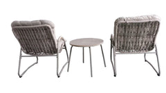 Bellemave® Outdoor Wicker Lounge Chair Set of 3, Iron Frame Rattan Accent Chair with Side Table, Off White - Bellemave