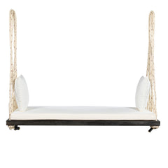Bellemave® Outdoor Wooden Porch Swing – 2 - Seat Hanging Bench with Cushion & Pillows, Brown - Bellemave