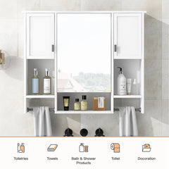 Bellemave® Over The Toilet Bathroom Cabinet with Mirror, Side Cabinet & Towel Bar – Wall Mounted Storage, 35"W x 28.7"H - Bellemave