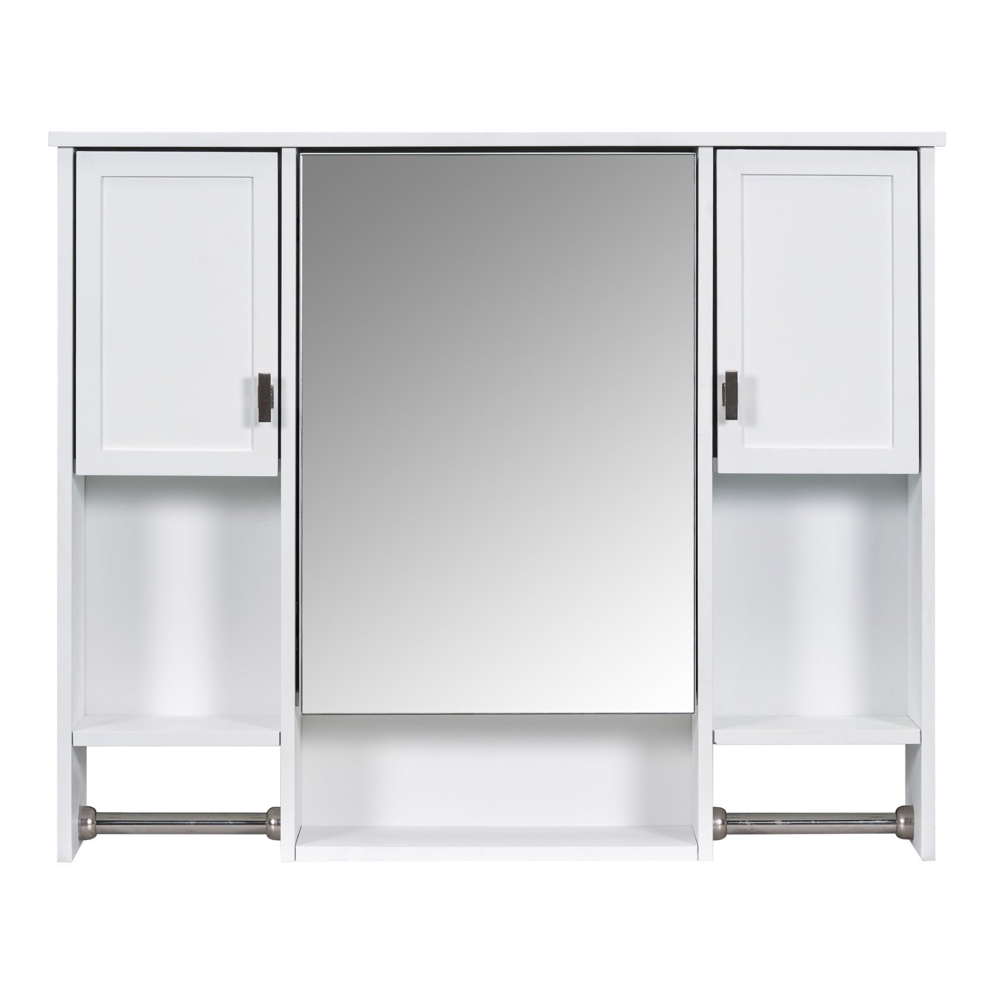 Bellemave® Over The Toilet Bathroom Cabinet with Mirror, Side Cabinet & Towel Bar – Wall Mounted Storage, 35"W x 28.7"H - Bellemave