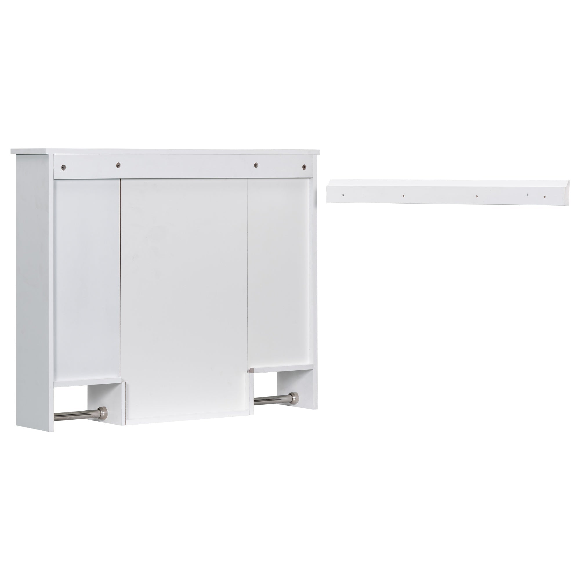Bellemave® Over The Toilet Bathroom Cabinet with Mirror, Side Cabinet & Towel Bar – Wall Mounted Storage, 35"W x 28.7"H - Bellemave