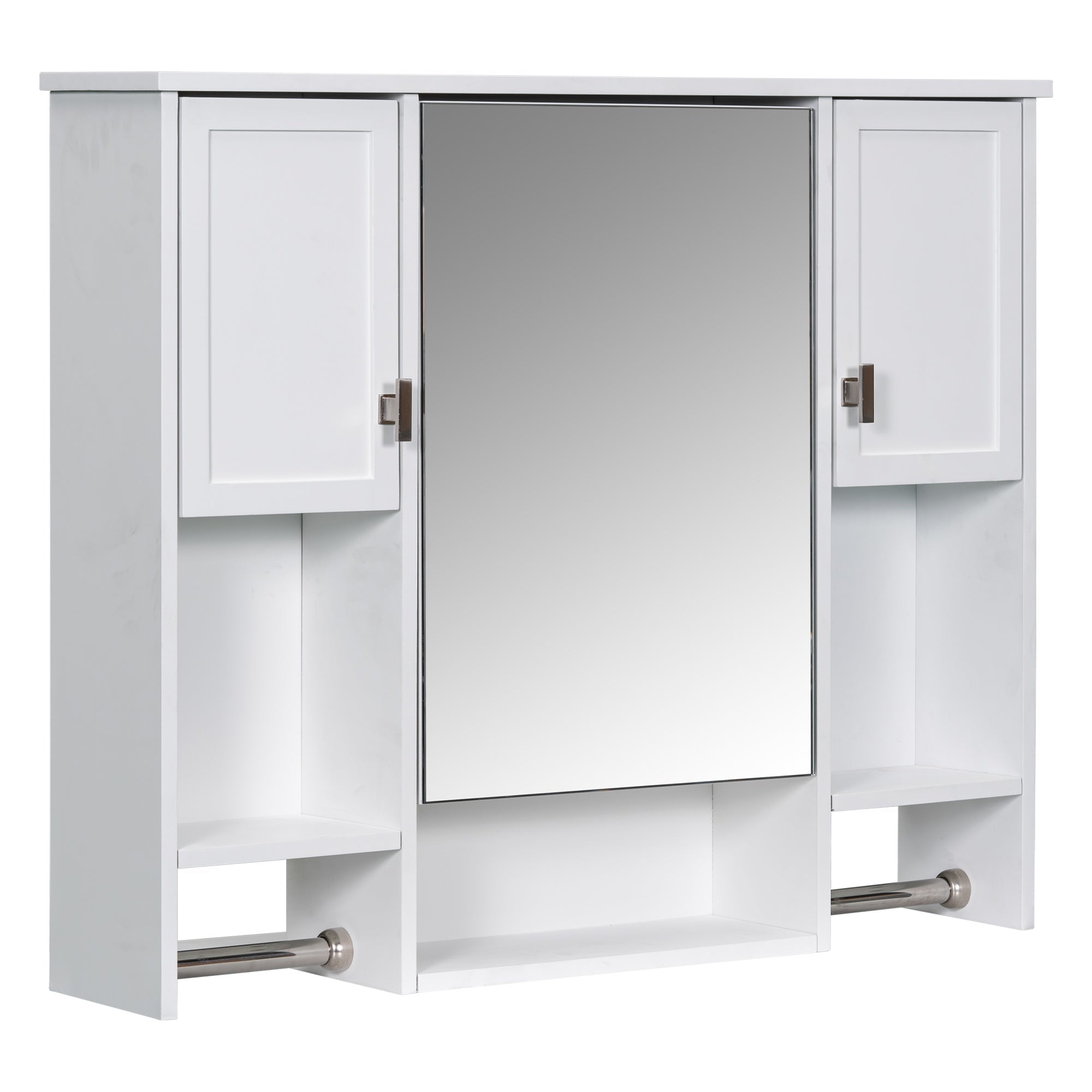 Bellemave® Over The Toilet Bathroom Cabinet with Mirror, Side Cabinet & Towel Bar – Wall Mounted Storage, 35"W x 28.7"H - Bellemave