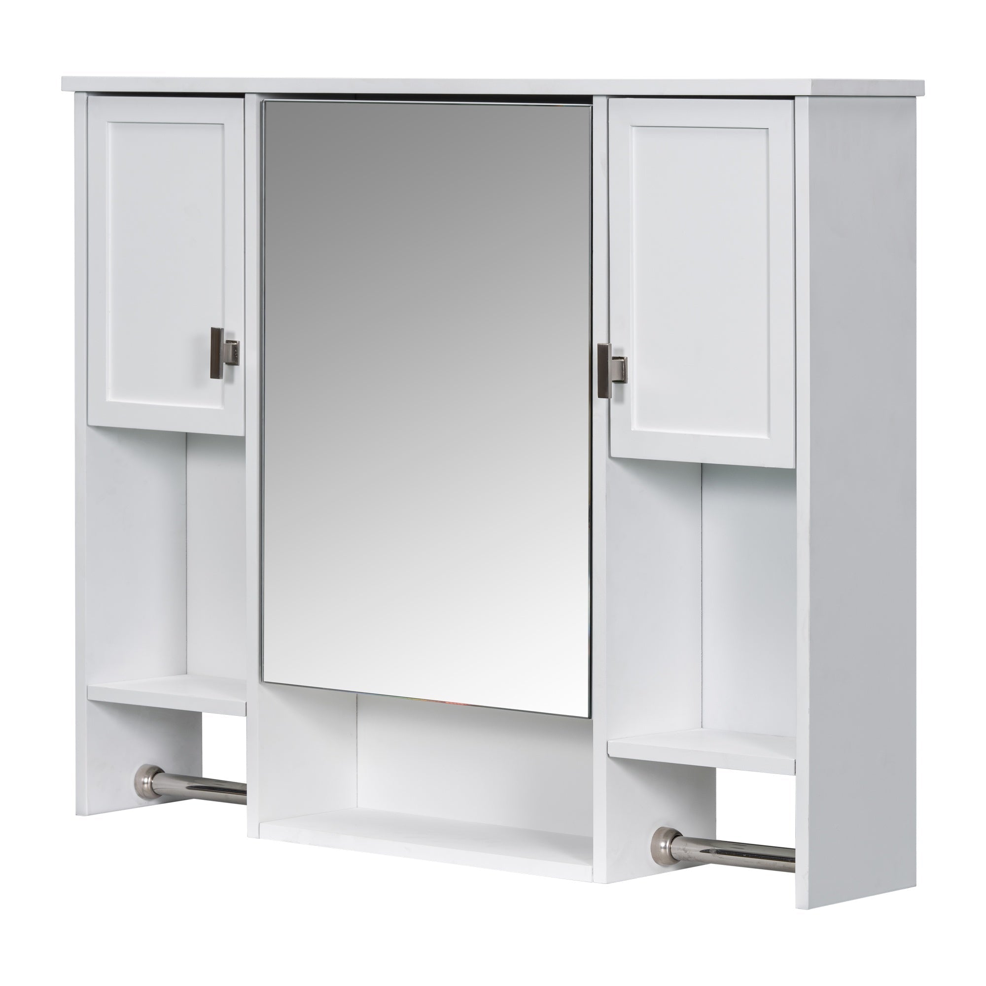 Bellemave® Over The Toilet Bathroom Cabinet with Mirror, Side Cabinet & Towel Bar – Wall Mounted Storage, 35"W x 28.7"H - Bellemave