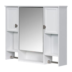 Bellemave® Over The Toilet Bathroom Cabinet with Mirror, Side Cabinet & Towel Bar – Wall Mounted Storage, 35"W x 28.7"H - Bellemave