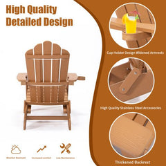 Bellemave® Oversized Folding Adirondack Chair with Pullout Ottoman with Cup Holder - Bellemave