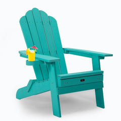 Bellemave® Oversized Folding Adirondack Chair with Pullout Ottoman with Cup Holder - Bellemave