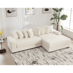 Bellemave® Oversized Two - Piece L Shaped Corduroy Sofa with Armrests and 8 Throw Pillows - Bellemave