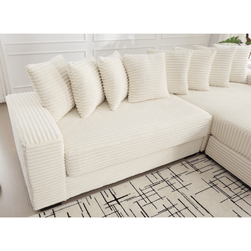 Bellemave® Oversized Two - Piece L Shaped Corduroy Sofa with Armrests and 8 Throw Pillows - Bellemave