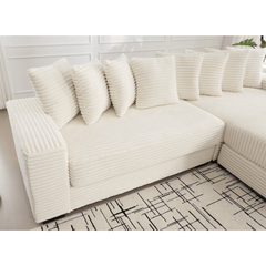 Bellemave® Oversized Two - Piece L Shaped Corduroy Sofa with Armrests and 8 Throw Pillows - Bellemave