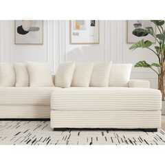Bellemave® Oversized Two - Piece L Shaped Corduroy Sofa with Armrests and 8 Throw Pillows - Bellemave