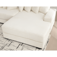 Bellemave® Oversized Two - Piece L Shaped Corduroy Sofa with Armrests and 8 Throw Pillows - Bellemave