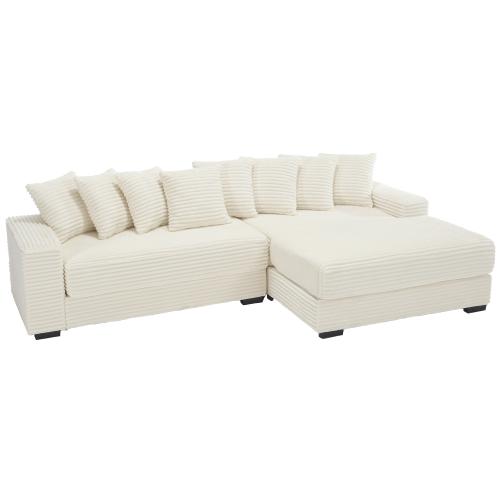 Bellemave® Oversized Two - Piece L Shaped Corduroy Sofa with Armrests and 8 Throw Pillows - Bellemave