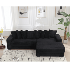 Bellemave® Oversized Two - Piece L Shaped Corduroy Sofa with Armrests and 8 Throw Pillows - Bellemave
