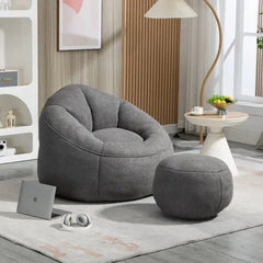 Bellemave® Padded Foam Padding Compressed Bean Bag Sofa Chair With Footrest - Bellemave