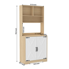 Bellemave® Pantry Cabinet with Framed Glass Doors and Drawer, Wooden,White - Bellemave