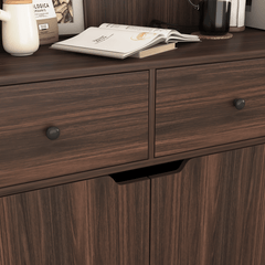 Bellemave® Pantry Cabinet with Framed Glass Doors and Drawer, Wooden,White - Bellemave