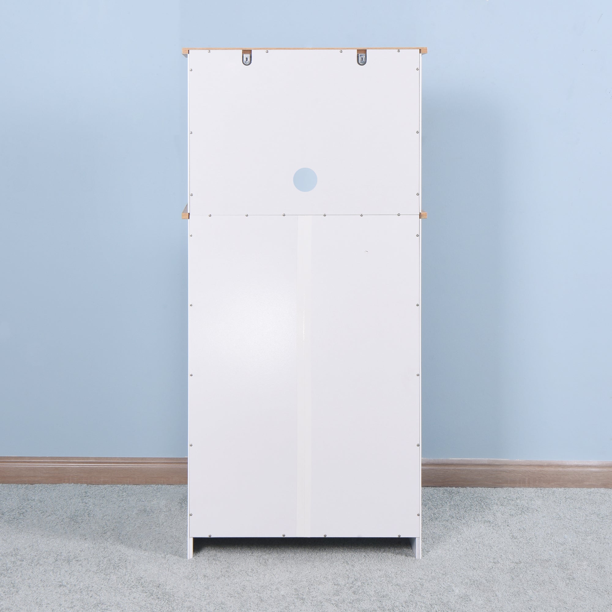 Bellemave® Pantry Cabinet with Framed Glass Doors and Drawer, Wooden,White - Bellemave