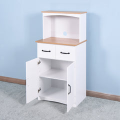 Bellemave® Pantry Cabinet with Framed Glass Doors and Drawer, Wooden,White - Bellemave