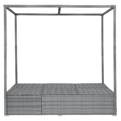 Bellemave® Patio Chaise Lounge,PE Rattan Outdoor Patio Wicker Adjustable Outdoor Sun Bed with Four - sided Canopy & Comfortable Cushion – Versatile Use for Patio, Garden, and Poolside - Bellemave