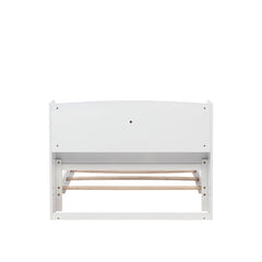 Bellemave® Pine Wood Bed with Bookcase Headboard ,LED Motion Sensor Light and Guardrails - Bellemave